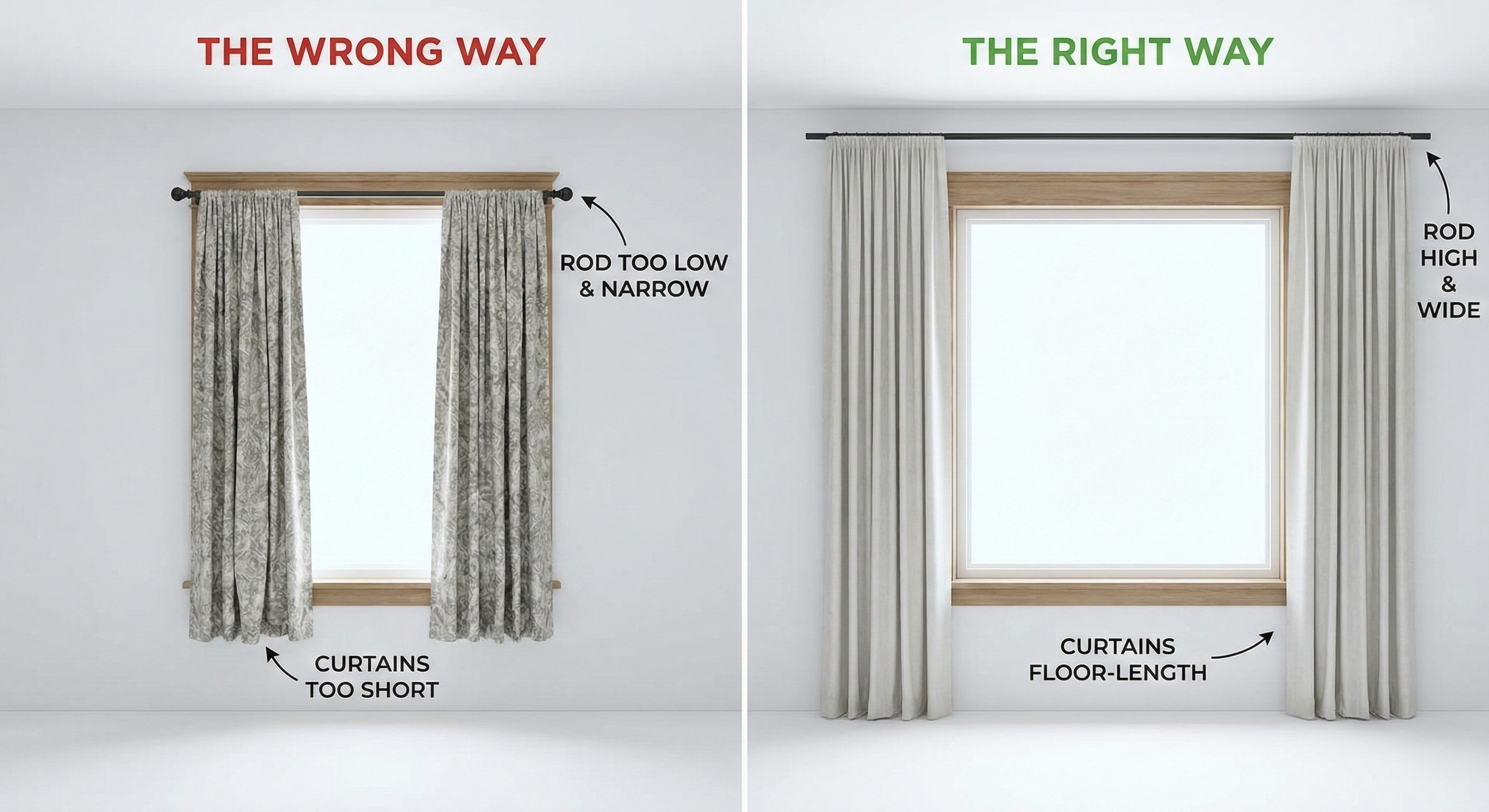 Diagram comparing low mounted rod vs high mounted rod